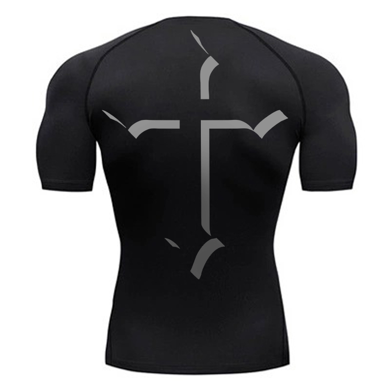 Base Layer Top - 남성용 크로스 프린트 압축 셔츠 Christian