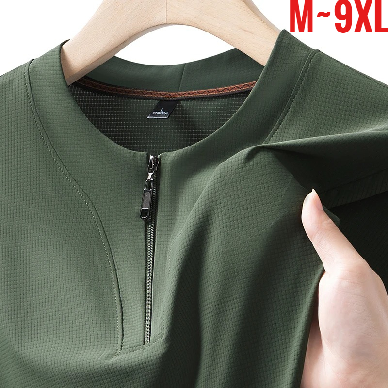 T Shirt Tight Fit - 빅사이즈 9XL 남성 아이스 실크 헨리넥