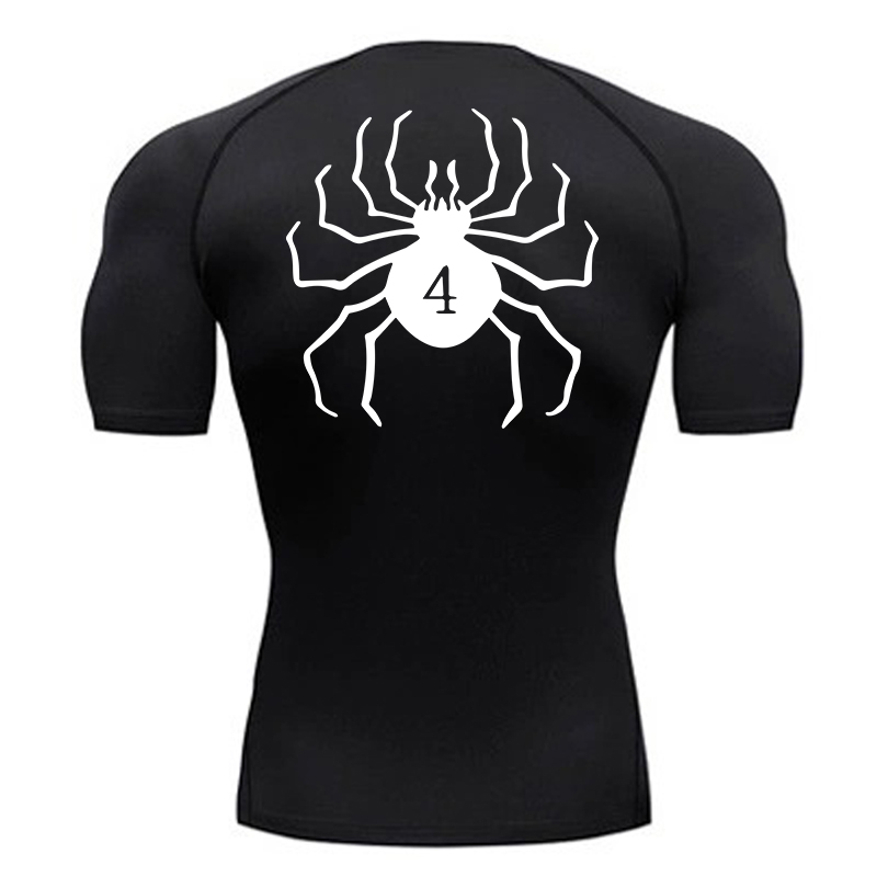 Base Layer Top - 남성용 스파이더 프린트 압축 셔츠, 운동