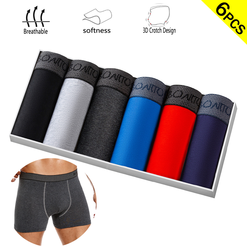 Multi Pack Underwear - 6 개/갑/팩 복서 팬티 솔리드 컬러