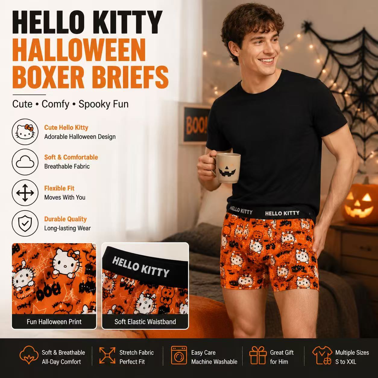 Quick Dry Underwear - 헬로키티 남성 스포츠 팬티 트렁크 속옷