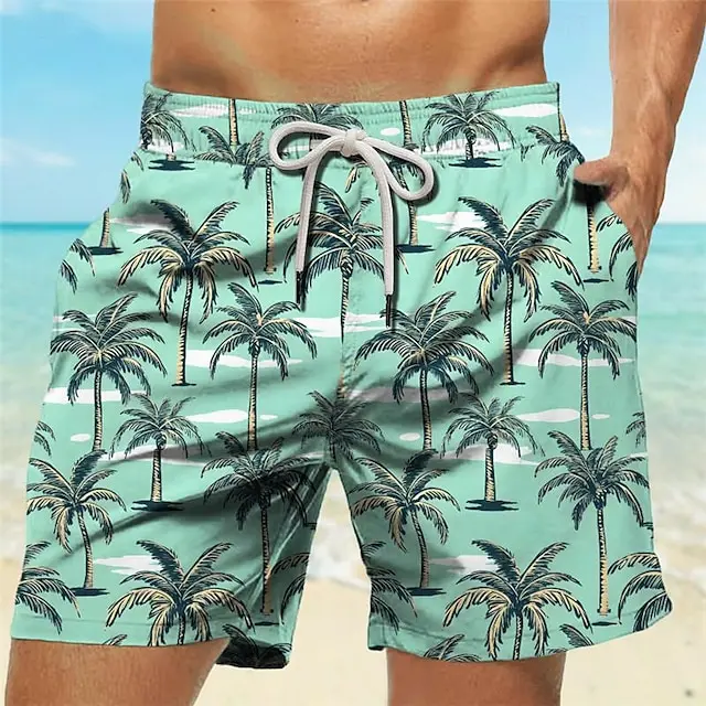 열대 야자수 3D 프린트 남성용 보드 반바지 수영복 주 - Trunk Breathable Men 리뷰 및 가격