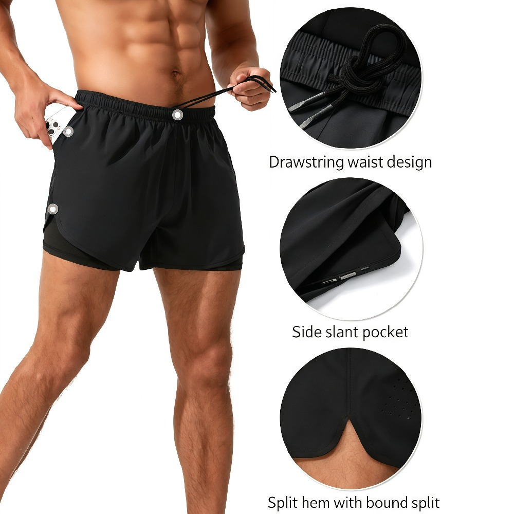1Pcs 남성용 운동용 러닝 반바지 통기성 2-in-1 - Compression Shorts Athletes 리뷰 및 가격