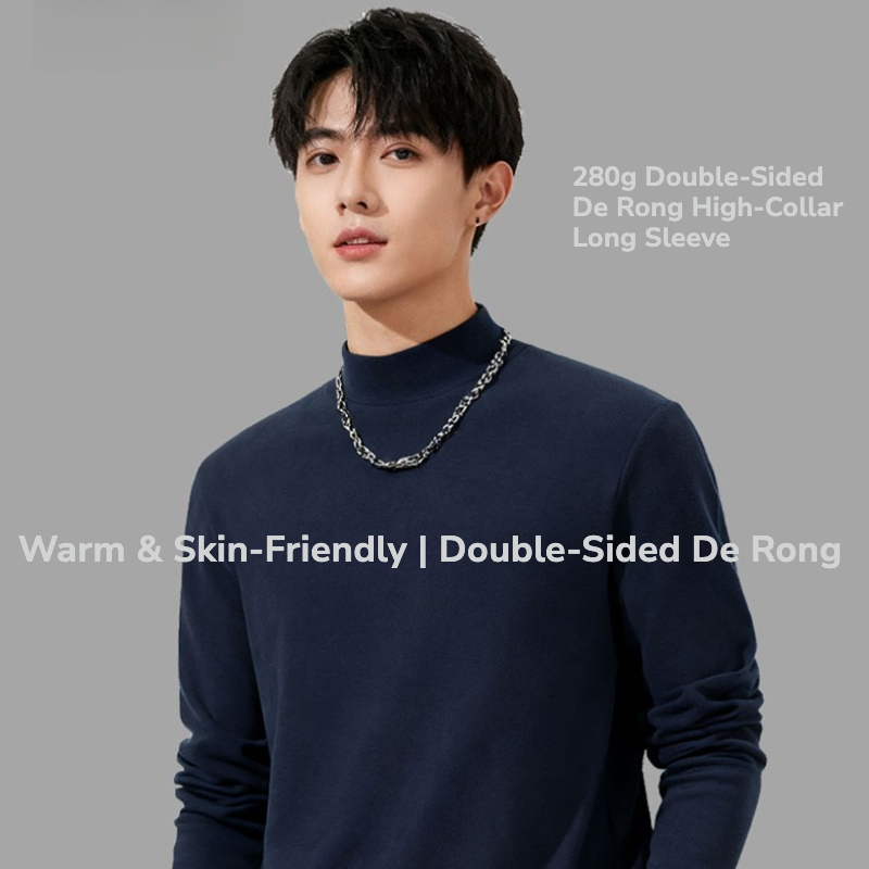 남성용 280g 양면 데롱 보온 긴팔 하이 칼라 베이스 - Base Layer Top 리뷰 및 가격