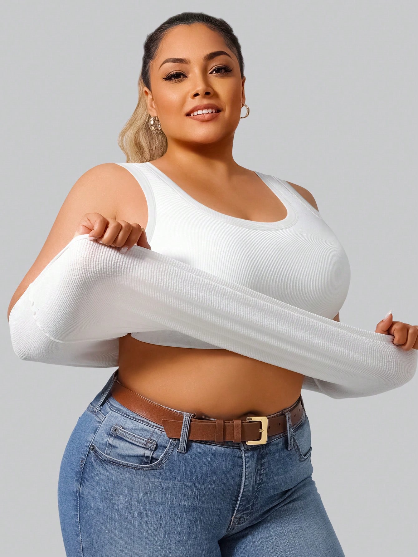 플러스 사이즈 여성용 솔리드 리브드 탱크탑 스퀘어넥 민 - Tank Top Ribbed 리뷰 및 가격