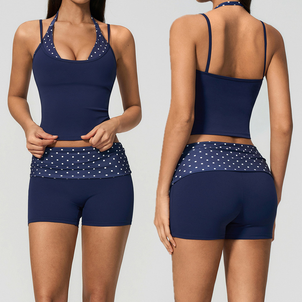 폴카 도트 여성 스트랩 홀터 요가 브라 탱크탑 하이 서 - Suspender Tank Top 리뷰 및 가격