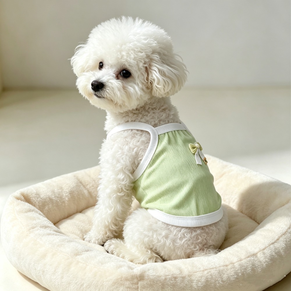 1pc 라이트 그린 리브드 애완동물 캐미 조끼, 달콤한 - Tank Top Ribbed 리뷰 및 가격