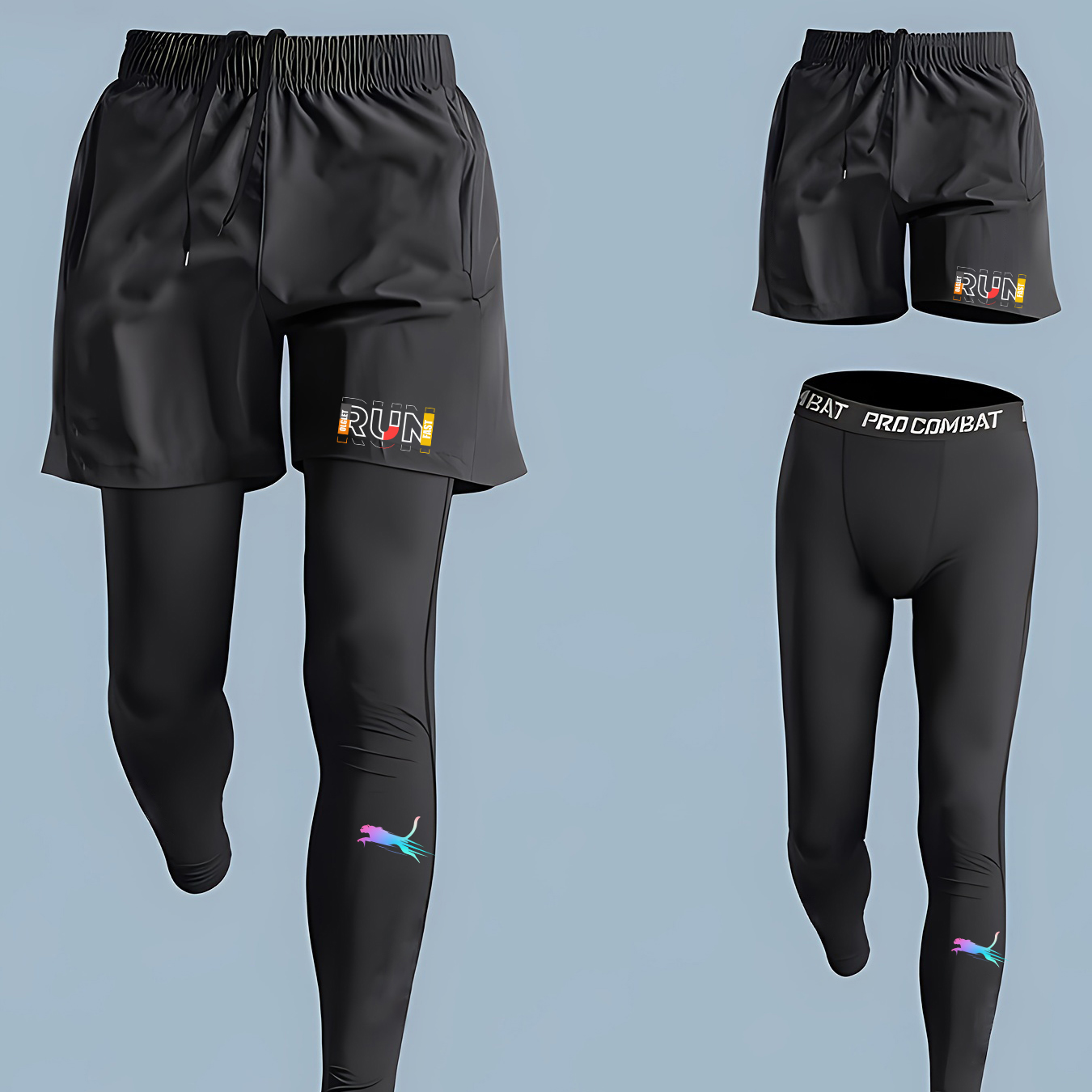 남성용 러닝 조깅 2피스 세트 속건 스포츠 반바지 및  - Compression Shorts Athletes 리뷰 및 가격