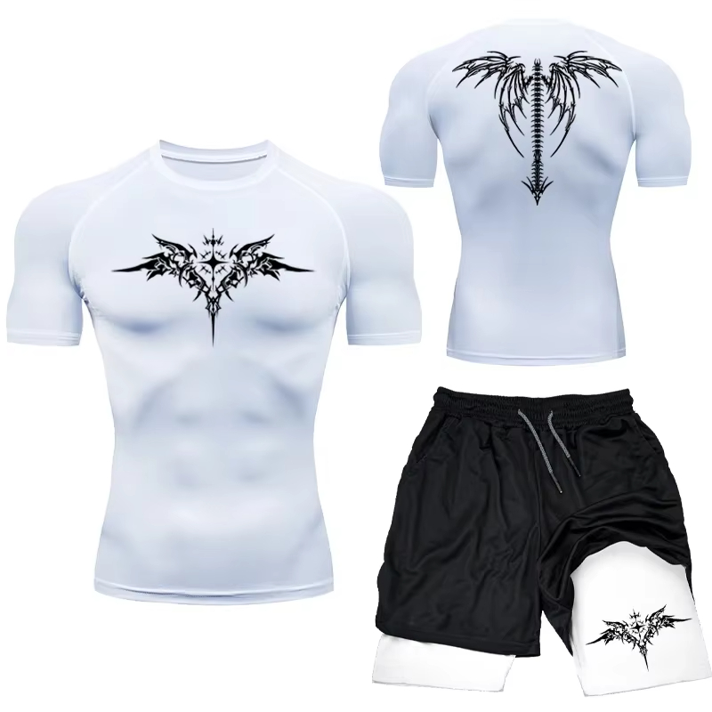 새로운 남성 MMA 압축 운동 세트 - 속건성 체육관  - Compression Shorts Athletes 리뷰 및 가격