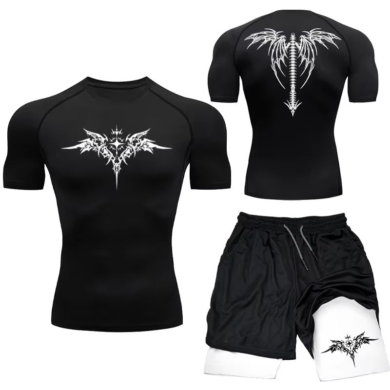 새로운 남성 MMA 압축 운동 세트 - 속건성 체육관  - Compression Shorts Athletes 리뷰 및 가격