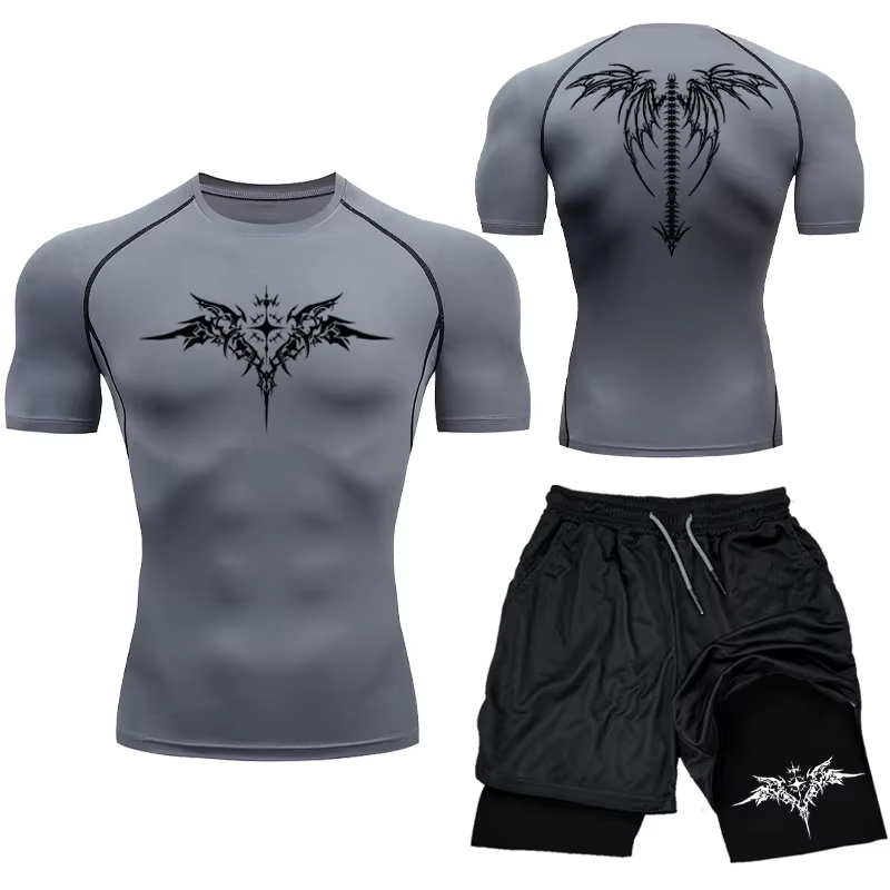 새로운 남성 MMA 압축 운동 세트 - 속건성 체육관  - Compression Shorts Athletes 리뷰 및 가격